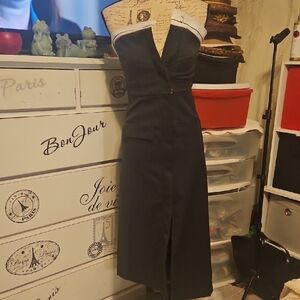 AKIRA Black Strapless Midi Dress